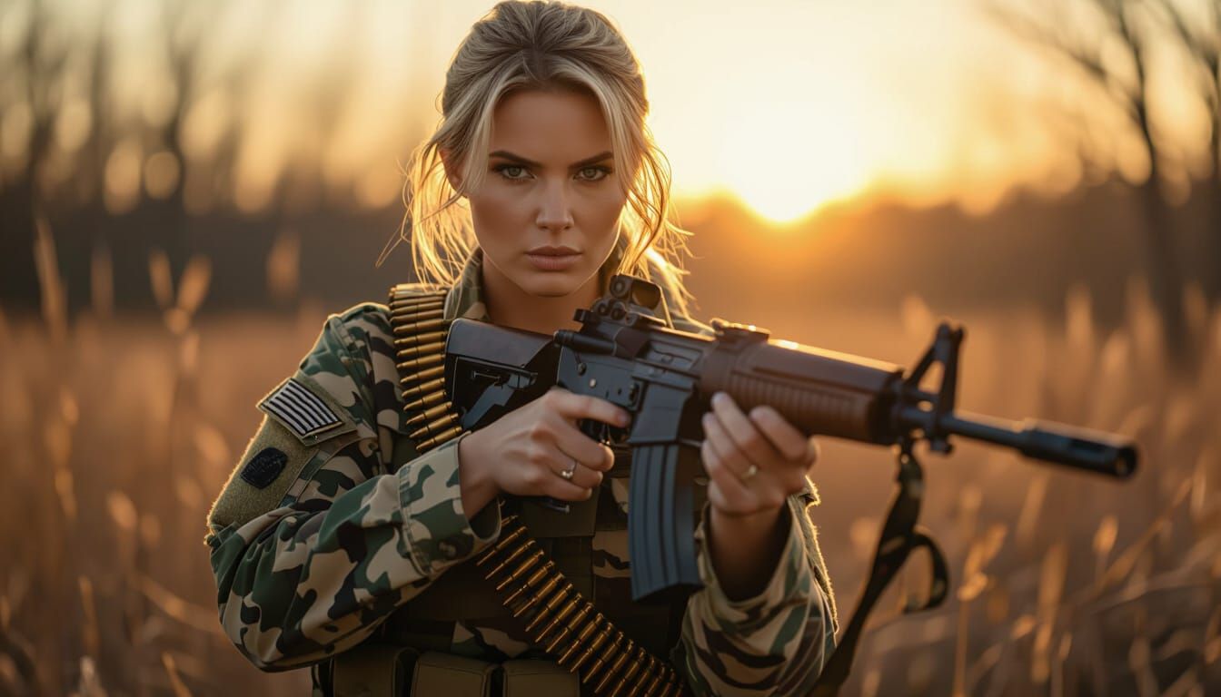 Partisan Woman with Rifle at Dawn