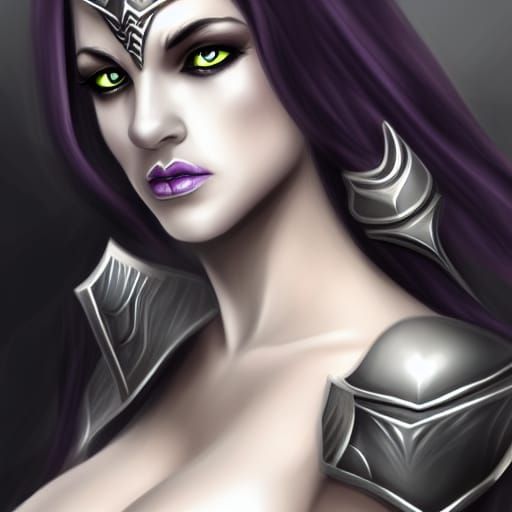 Dark Elf Witch Knight Portrait in Dark Fantasy Style