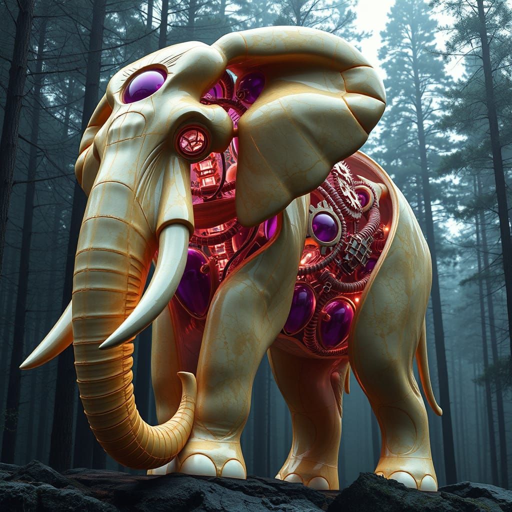 Marble Elephant Quantum Network in Hyperrealistic Forest