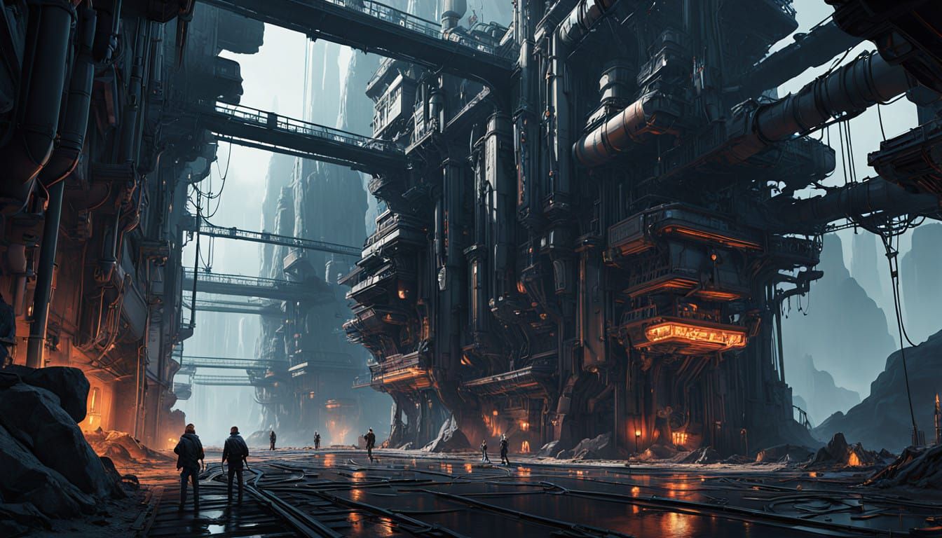 Cyberpunk Metropolis Beneath the Earth's Surface, in Unreal...