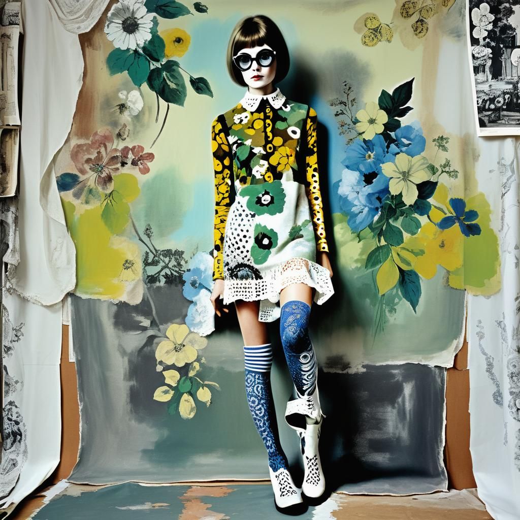 Sixties Fashion in Gouache and Ink Print Style