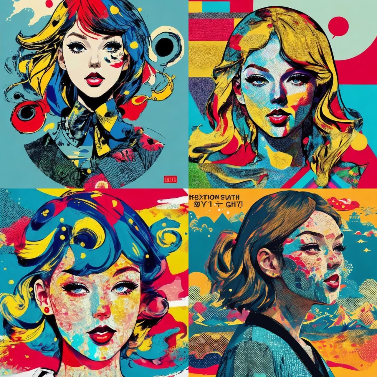 Taylor Swift and Travis Kelce as Lichtenstein Pop Art