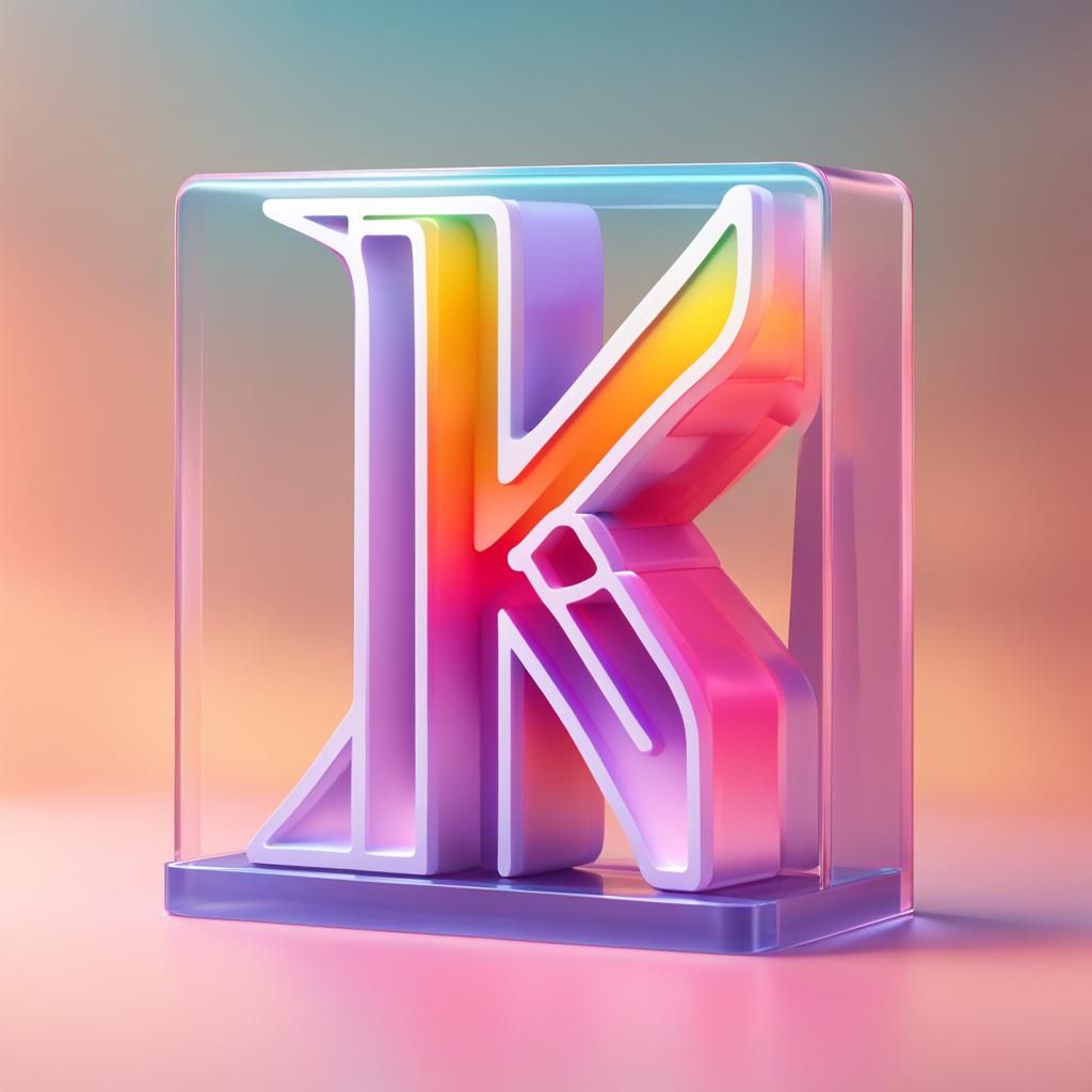 Translucent 3D Letter K Cartoon Icon
