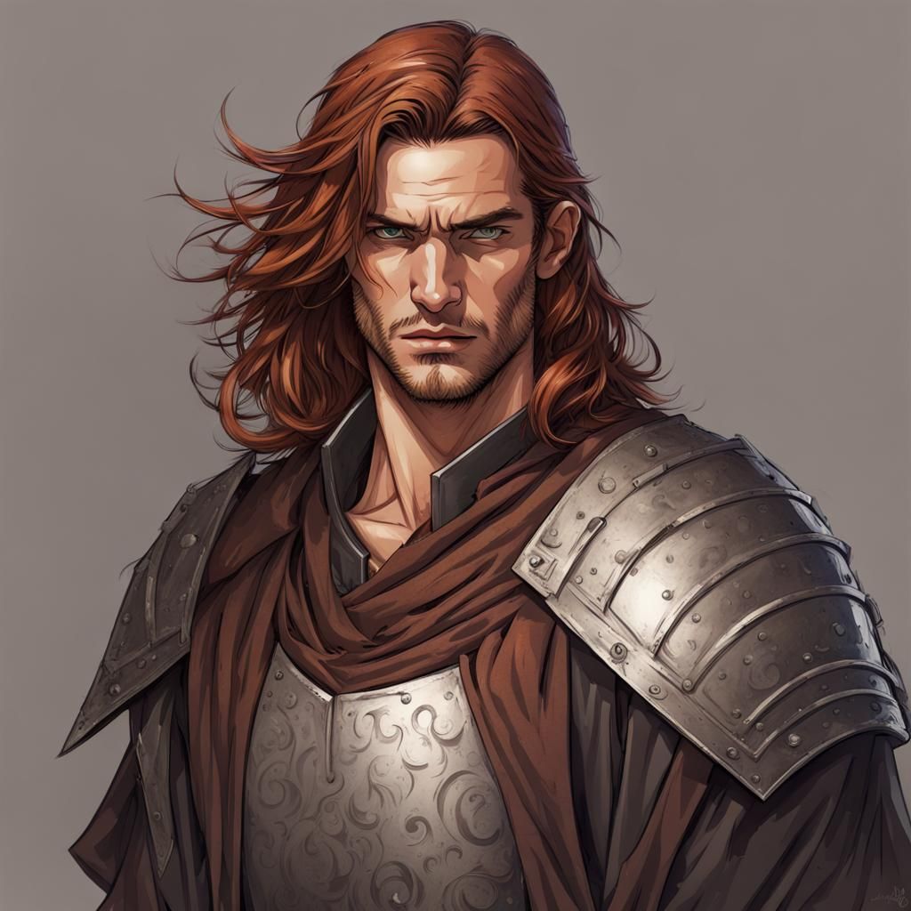 Male Mercenary, Cocky Soldier and Warrior. D&D.