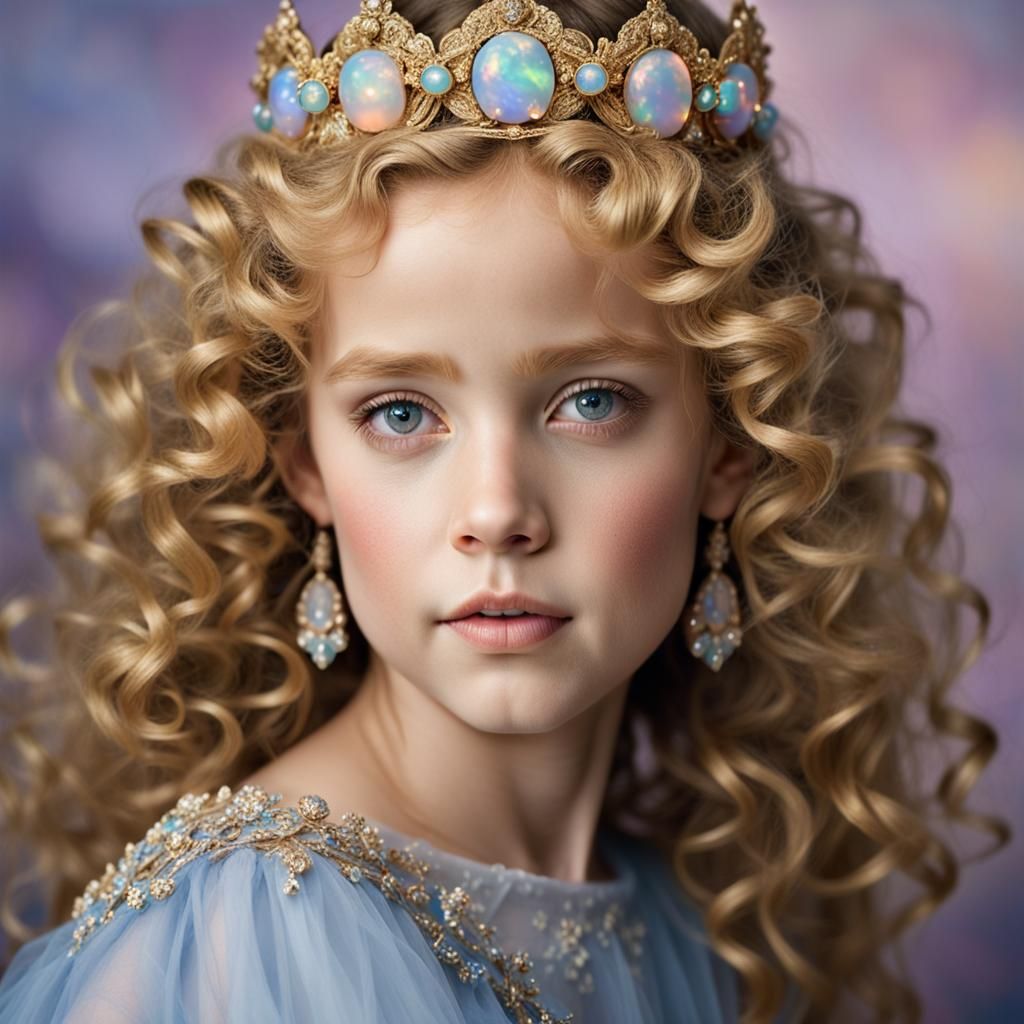 Princess Portrait with Golden Curls, Bokeh Effect