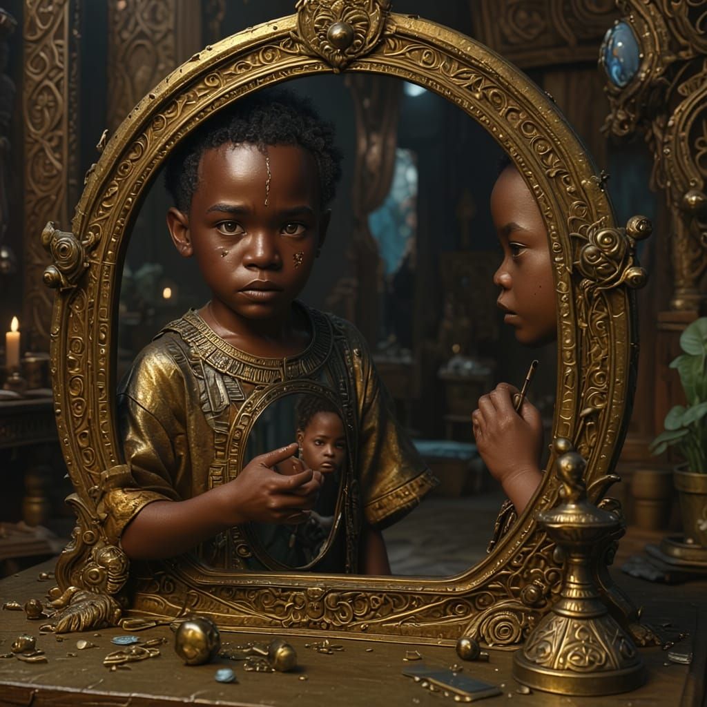 African Child Sees Successful Future in Mirror