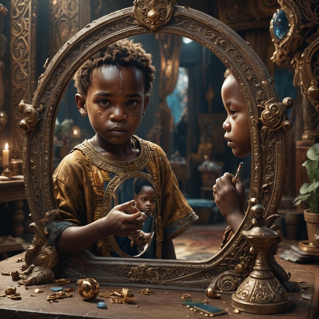 African Child Sees Successful Future in Mirror