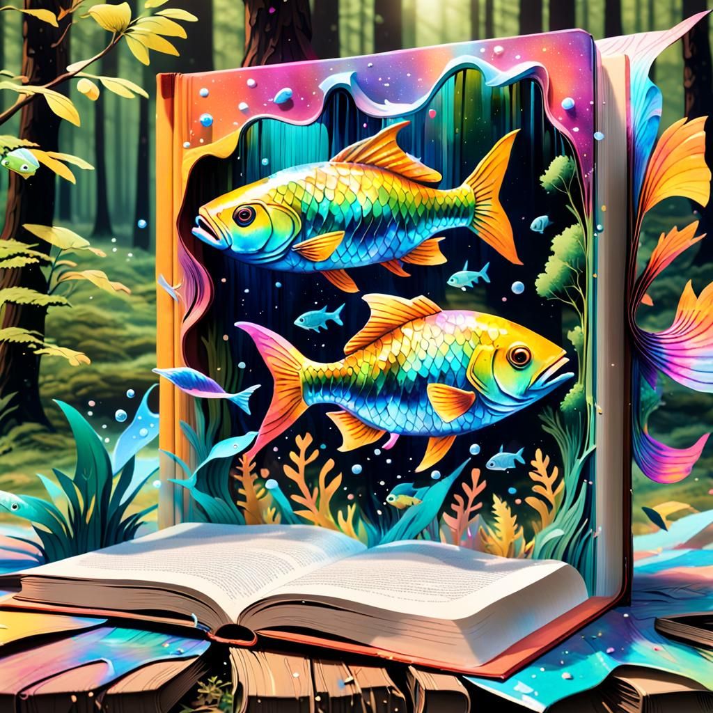 Graffiti Art: Magical Fish Emerge from Book