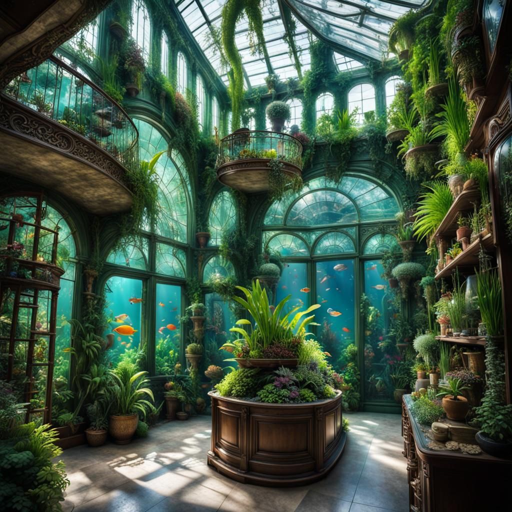 Lush Underwater Plant Shop in Ornate Style