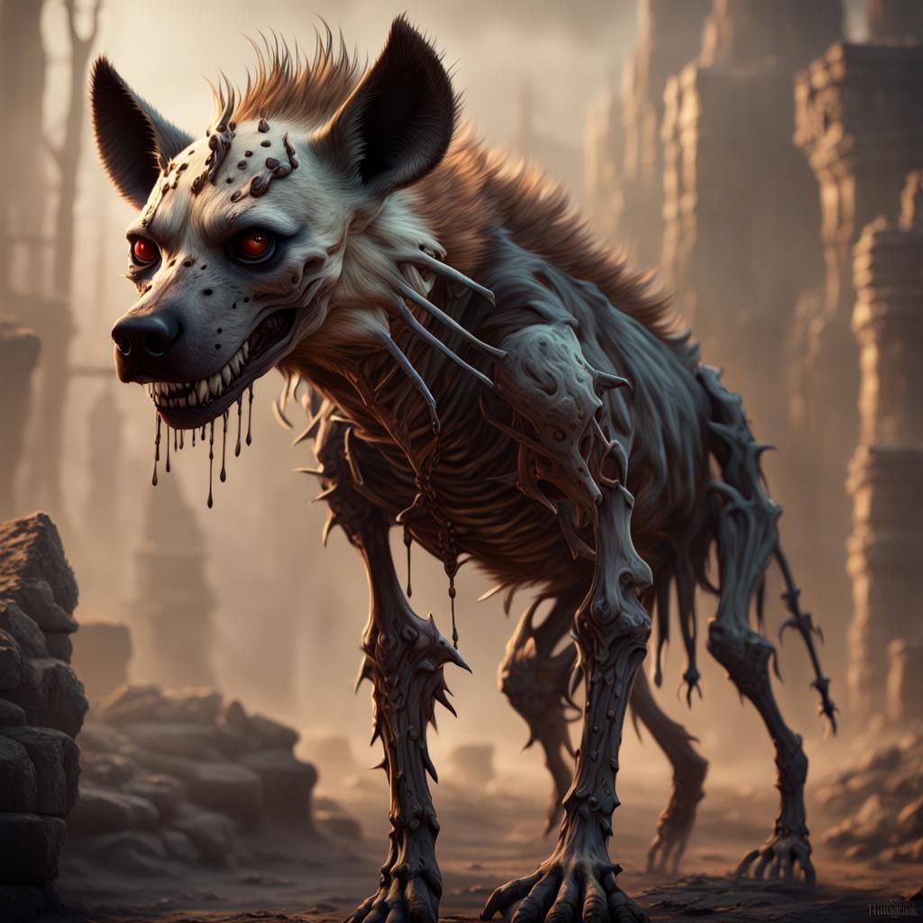 Skeletal Undead Hyena Matte Painting