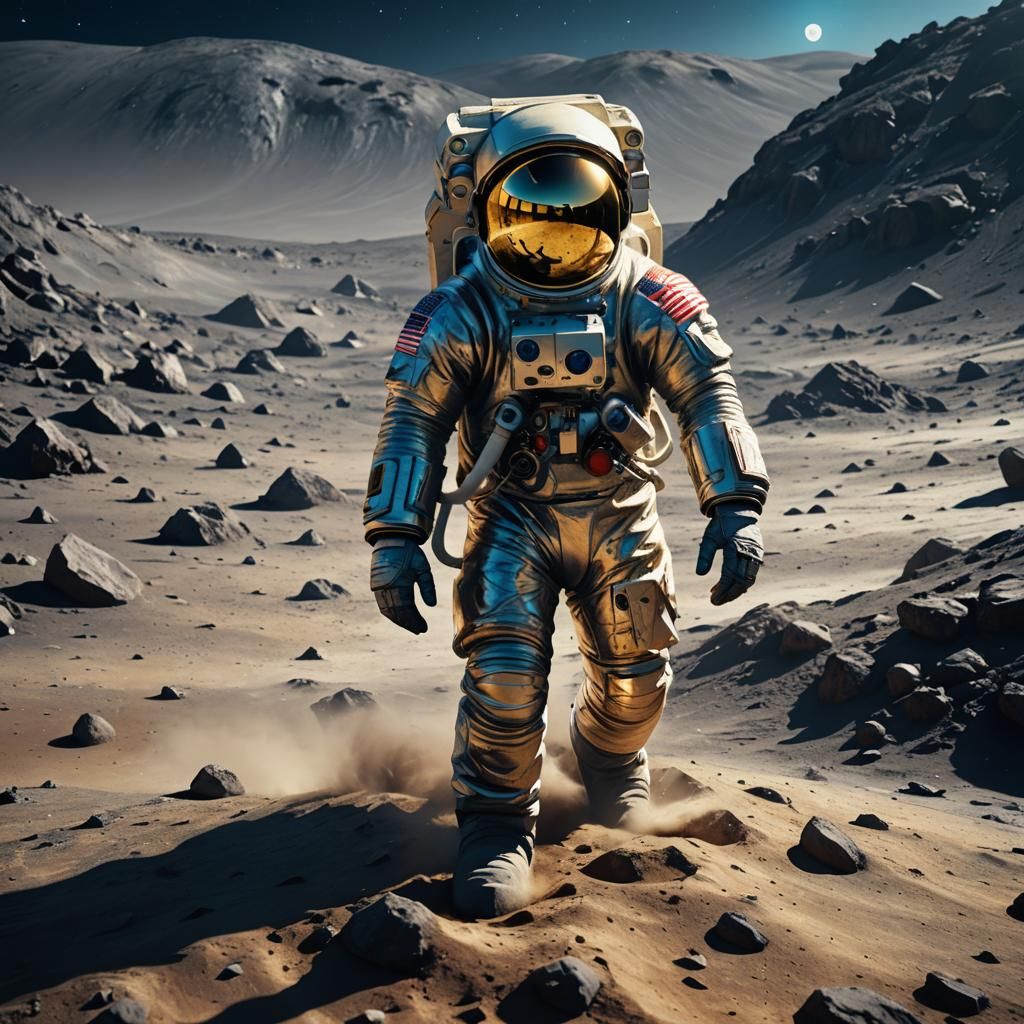 Astronaut on the Moon: Sci-Fi Concept Art