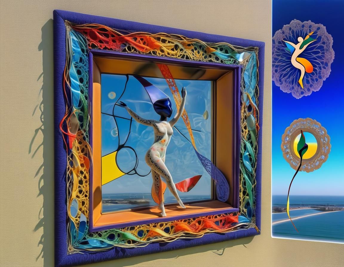 Surreal Window Scene with Wind, Impasto Style