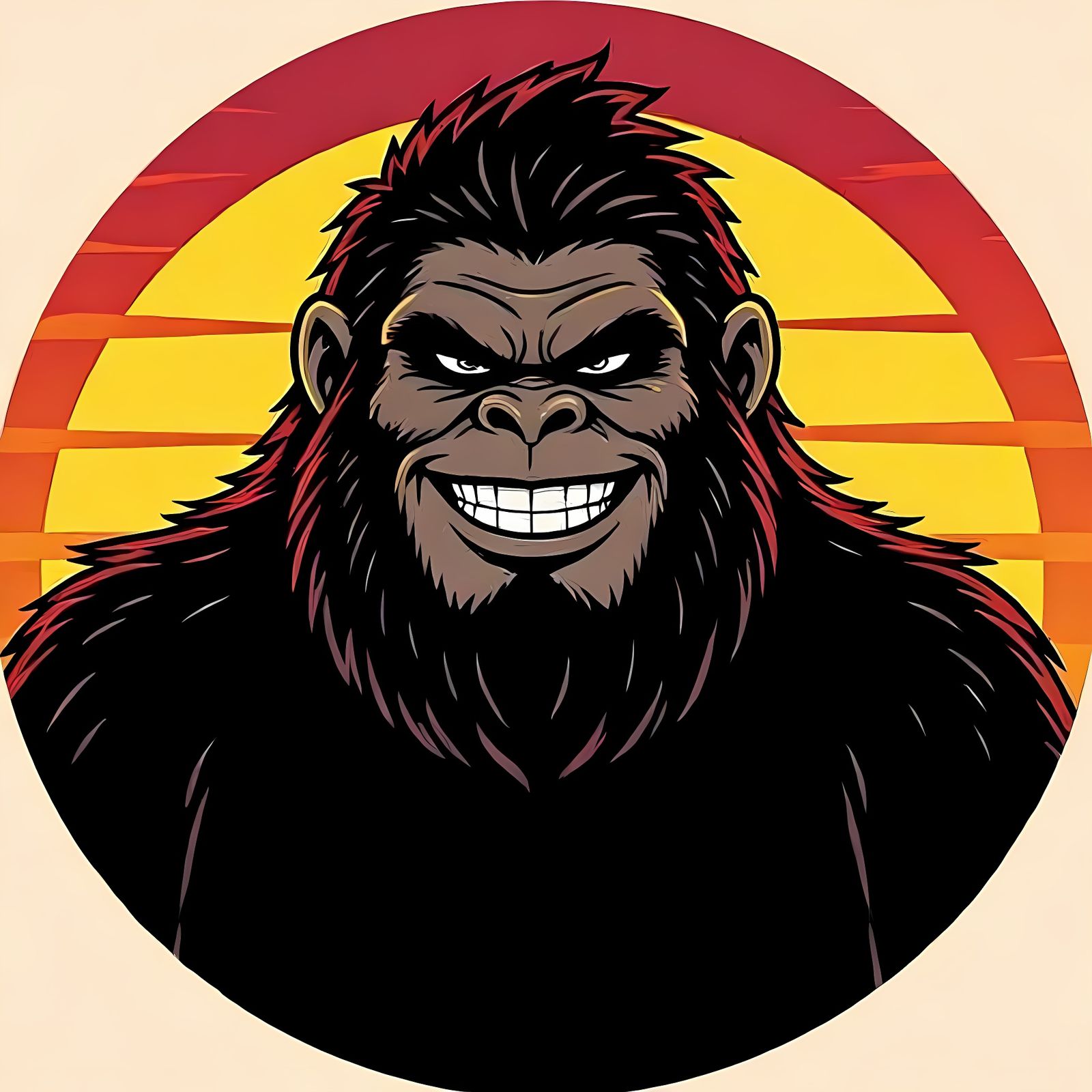 Smiling Sasquatch Silhouette in Manga Style