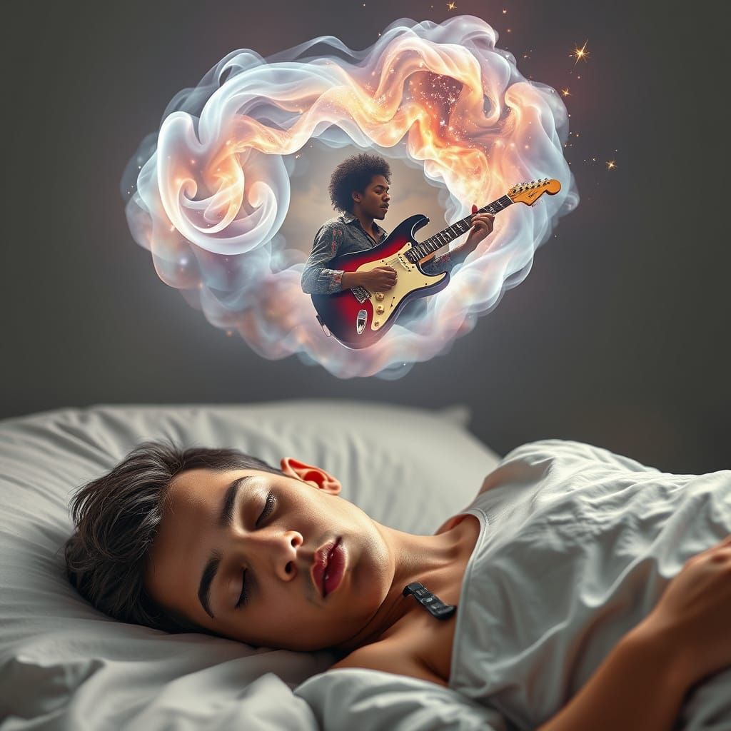 Young Man Dreams of Jimi Hendrix Guitar Mastery
