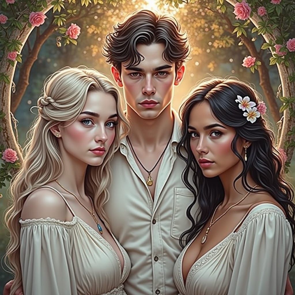 Love Triangle in Art Nouveau Style