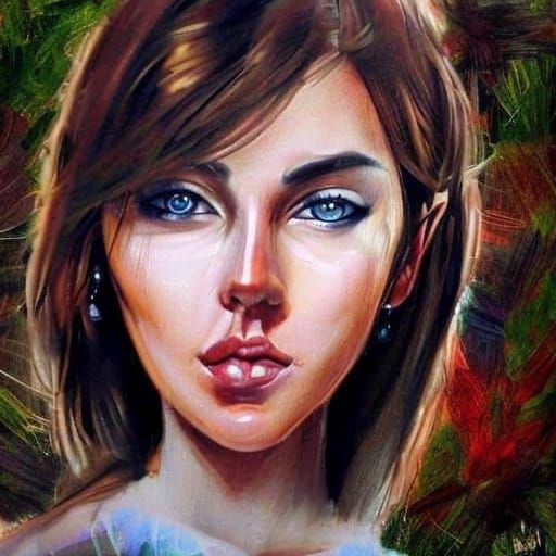 Floral Woman: A Realistic Portrait in Online Art Style
