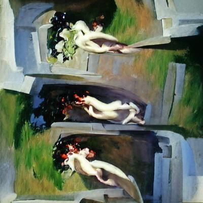 Dramatic Cemetery Confrontation in Oil Painting Style