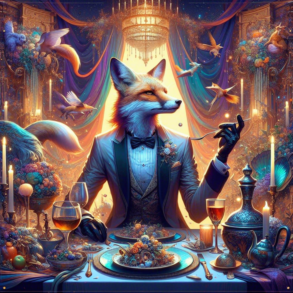 Elegant Fox at Fantasy Dinner Party Splash Screen
