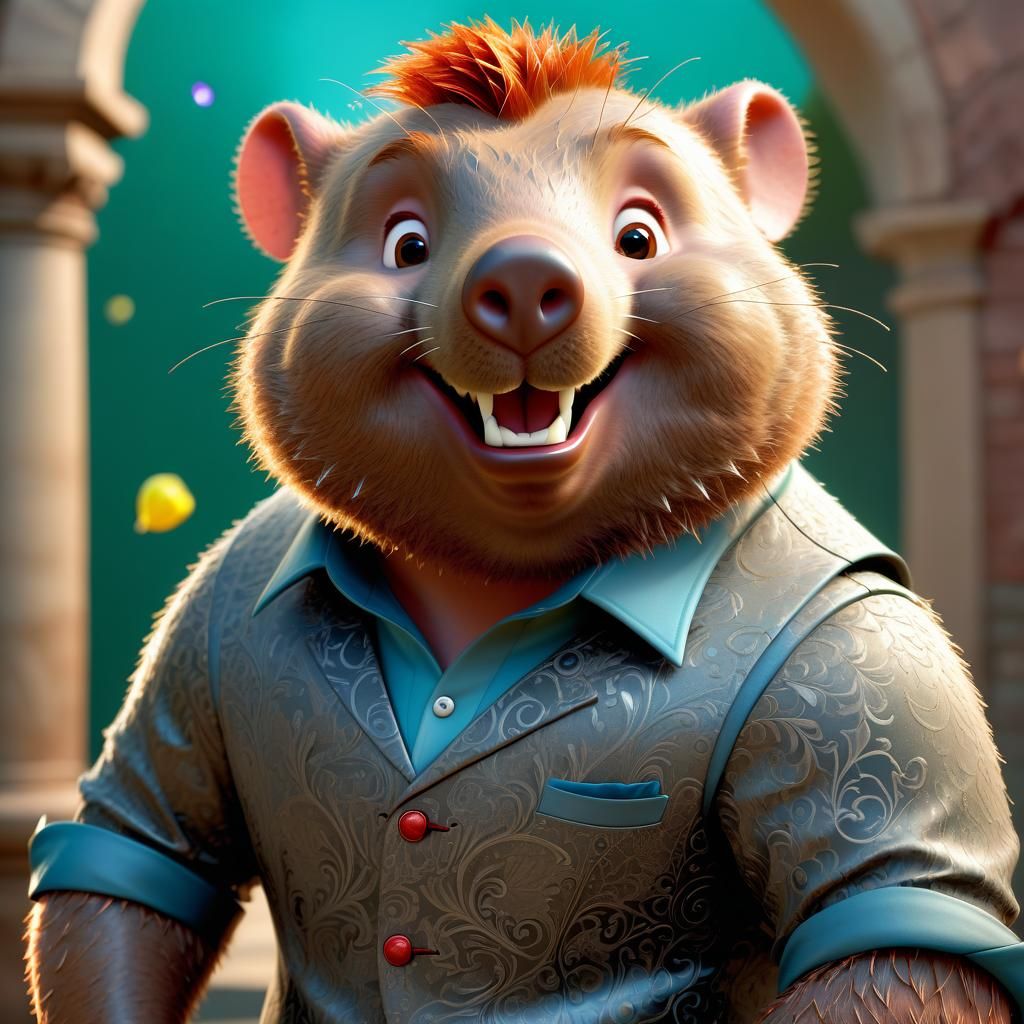 anthropomorphic wombat gentleman