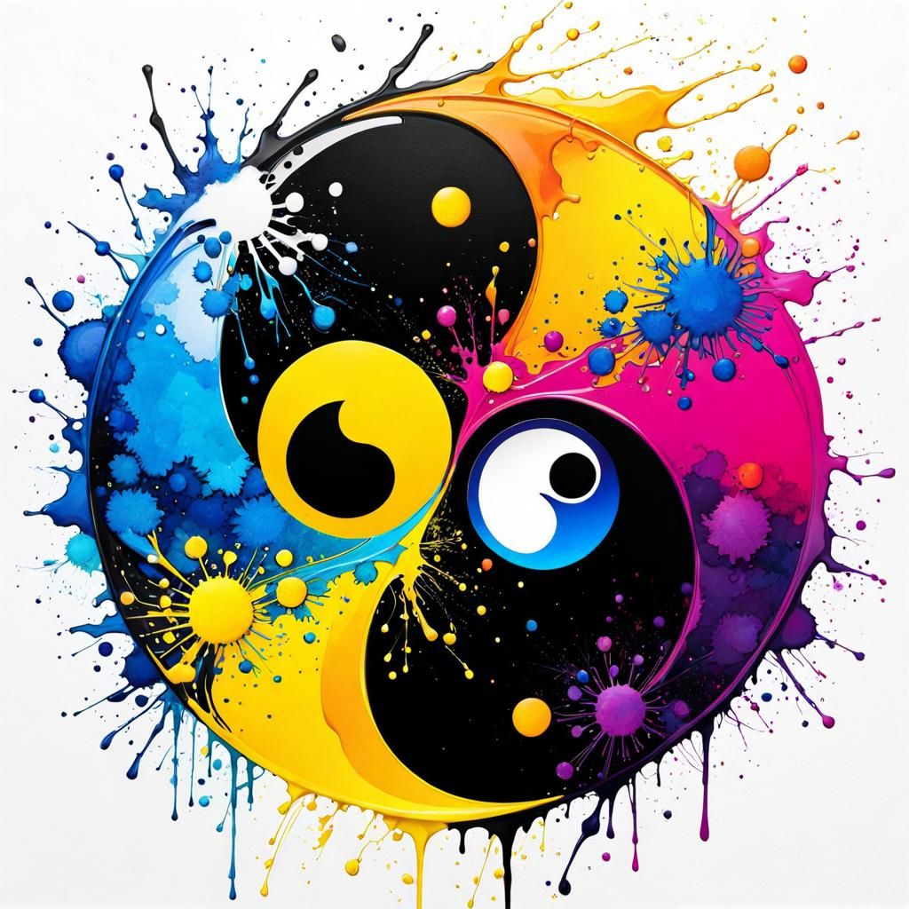 Dynamic Yin Yang Ink Splatter Art