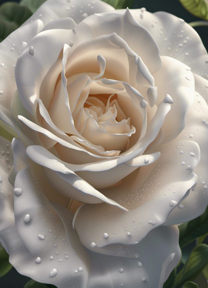 Detailed White Rose Illustration in Ultra-Realistic Style