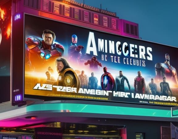 Futuristic Avengers Billboard in 8K