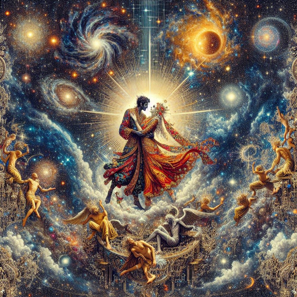 Cosmic Embrace: Eros and Thanatos in Starry Splendor
