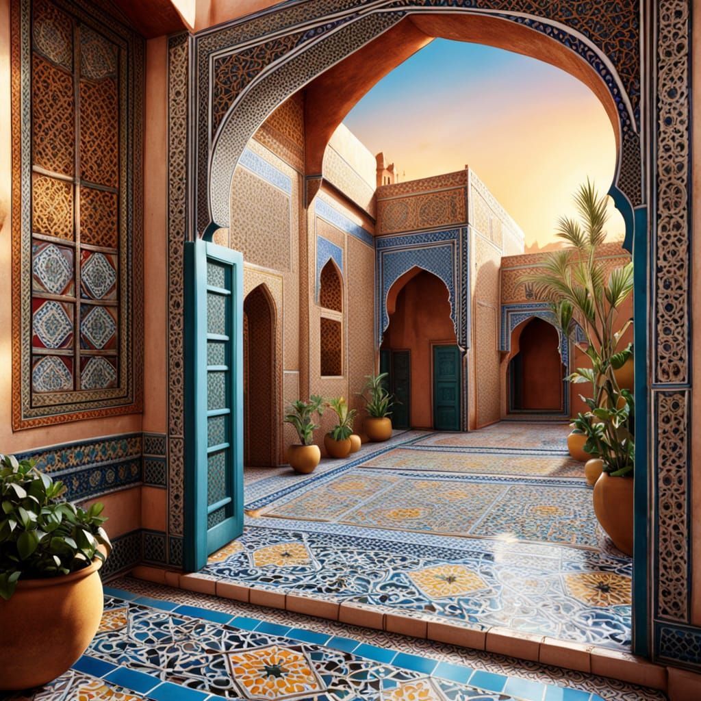 Traditional Arabic House in Marrakesh at Sunset