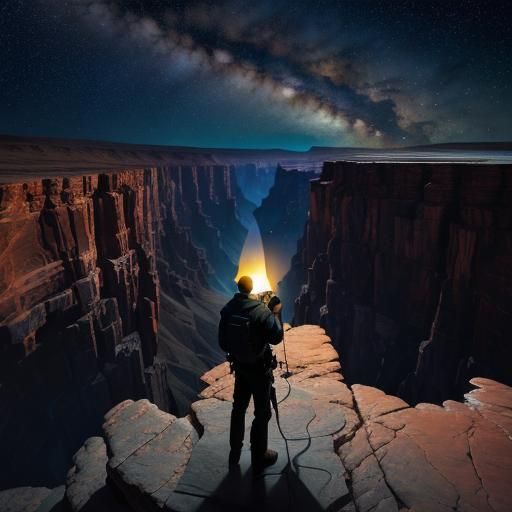 Canyons in the light of a lantern