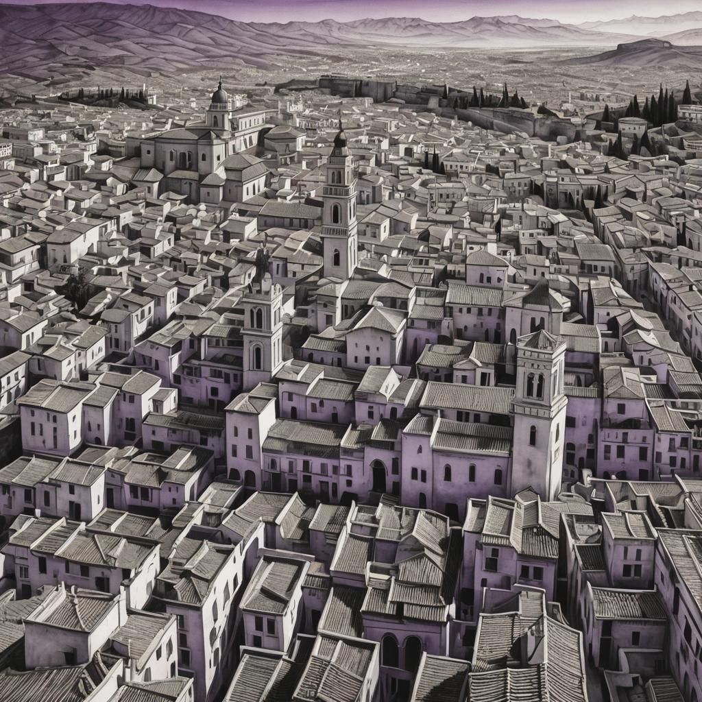 Granada Spain in Vibrant Purple Hues