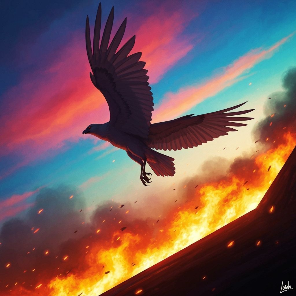 Flaming Sky Bird: A Sci-Fi Art Rendition