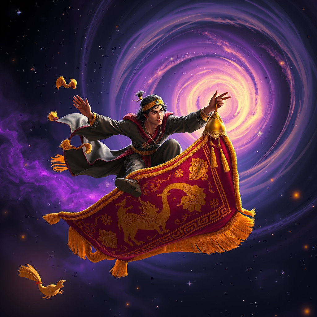 Aladdin's Magic Carpet Ride Through Mystical Night Sky
