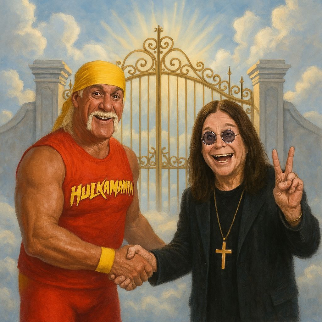 Hulk Hogan and Ozzy Osborne greet you at the gates of heaven