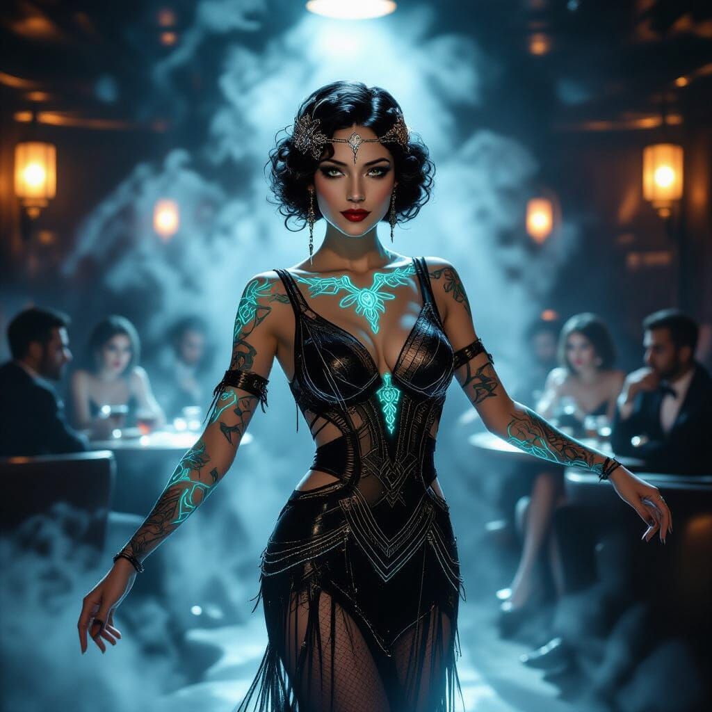 Cybernetic Flapper Dances in Alien Jazz Bar