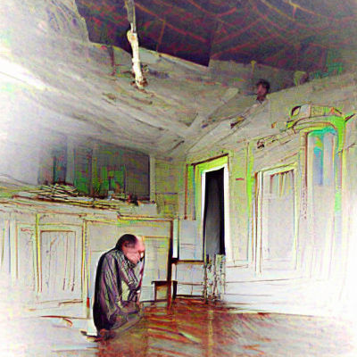 Solitary Figure in Abandoned House