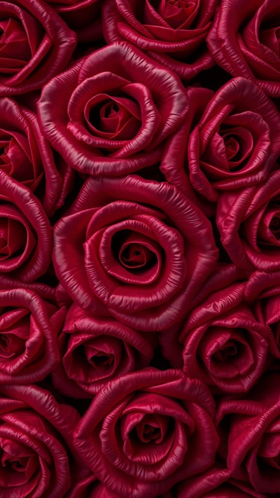 Hyperrealistic Red Water Roses Filling the Frame