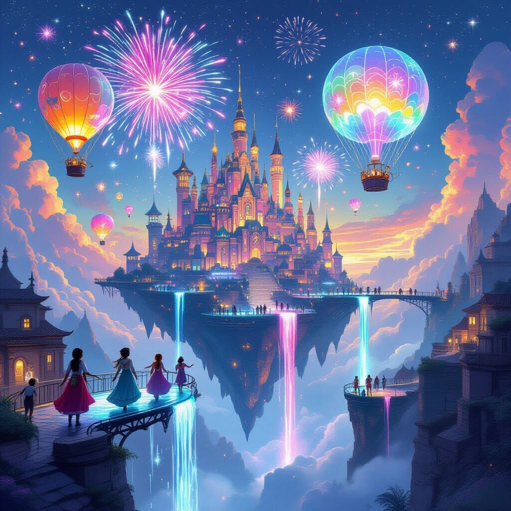 Fantasy City Festival with Rainbow Fireworks