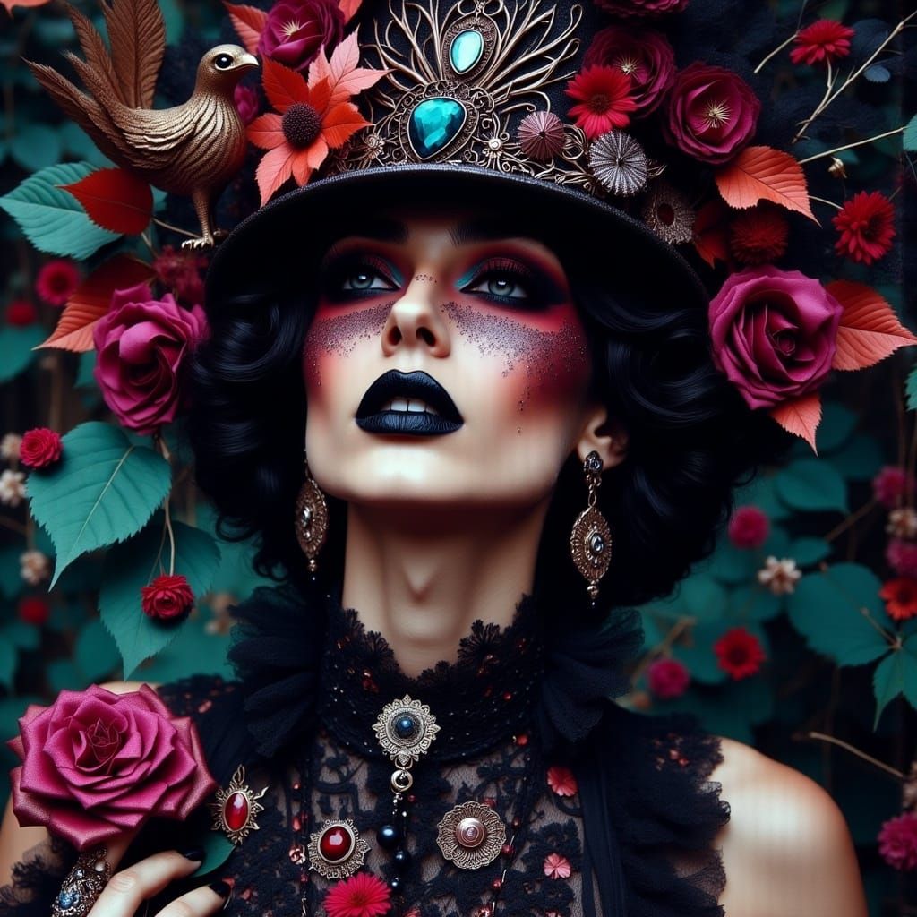 Futuristic Baroque Woman Portrait in Digital Art Style