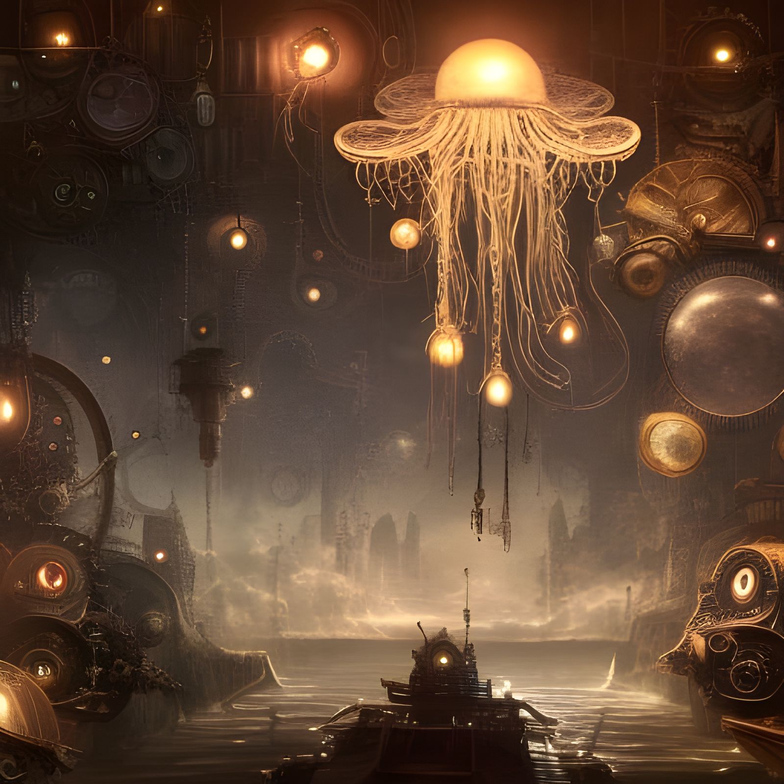 Steampunk Jellyfish: Epic Cinematic Digital Art