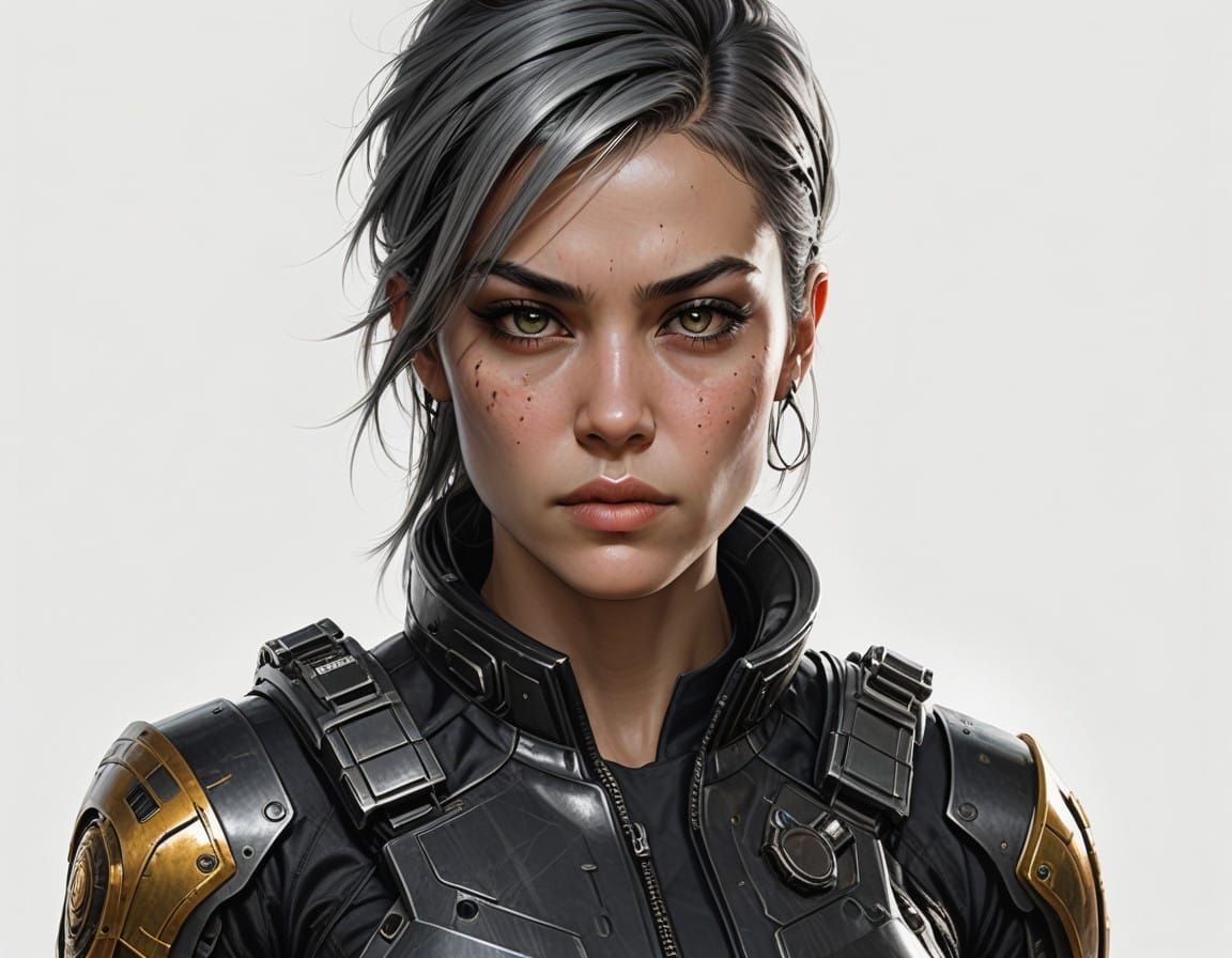 Gritty Futuristic Warrior in High-Tech Armor