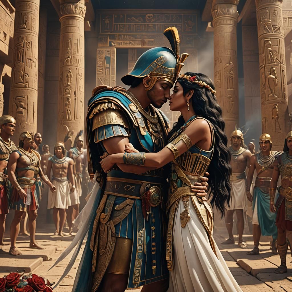 Egyptian Lady and Roman Soldier Wedding Scene