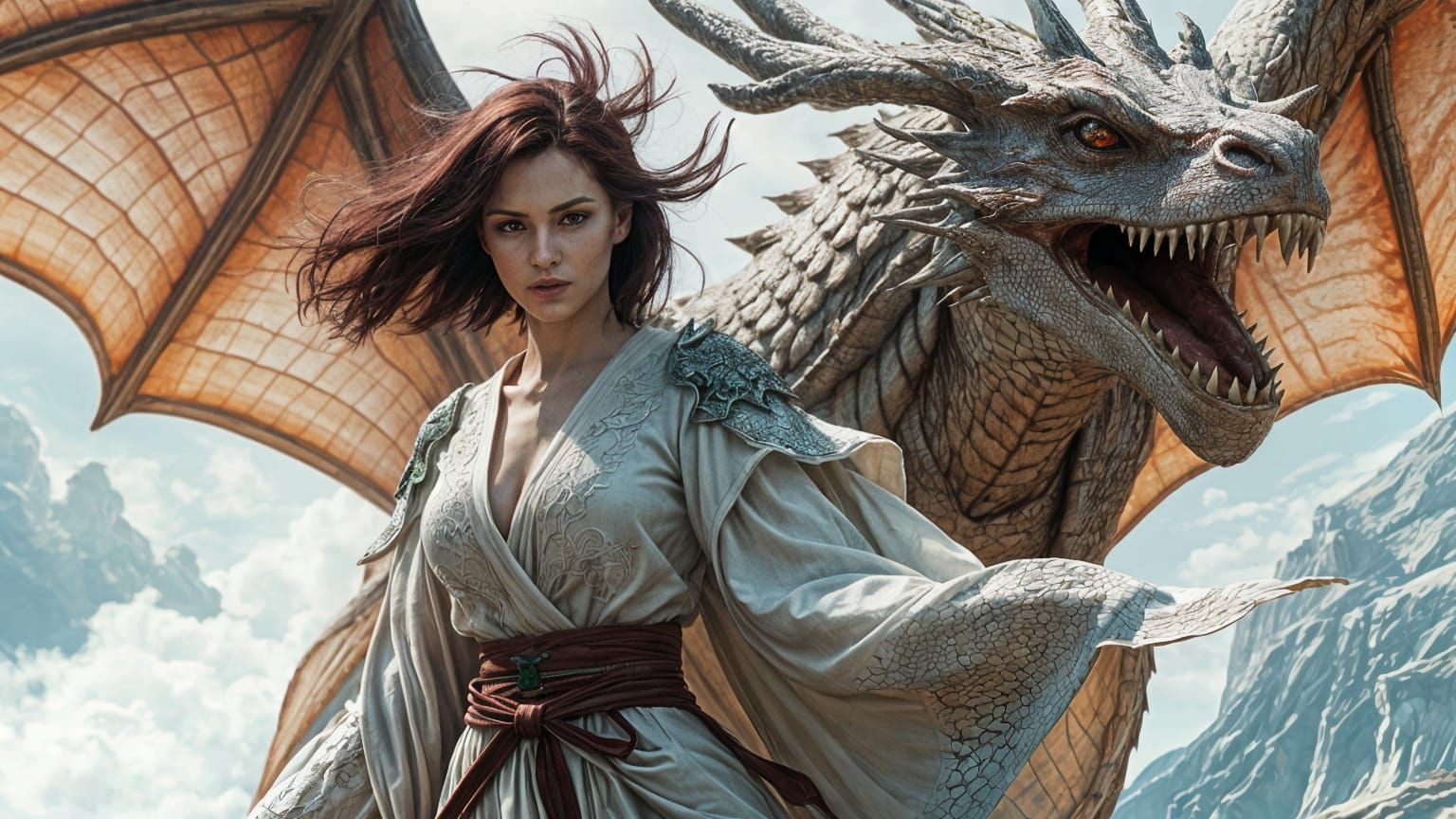 Majestic Warrior Empowered by Her Fierce Dragon Companion