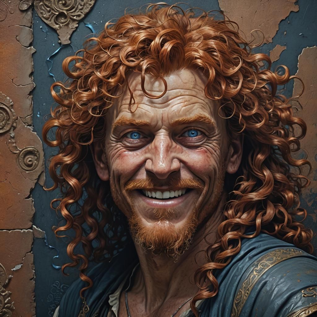 Red-Haired Child's Chalk Masterpiece in Dark Fantasy Style