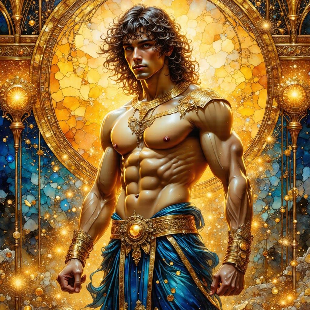 Greek God in Nouveau Impressionist Portrait