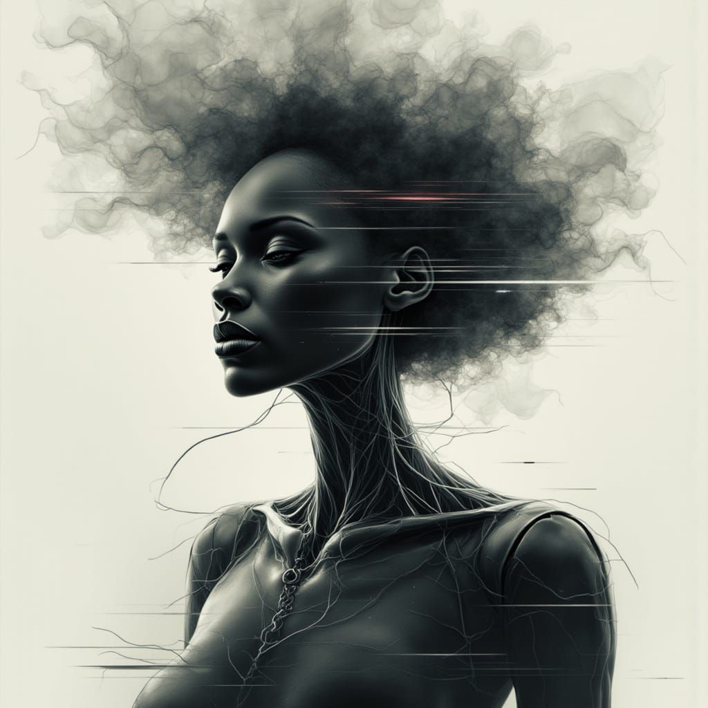 Futuristic AI Portrait of a Robot in Glitch Art Style