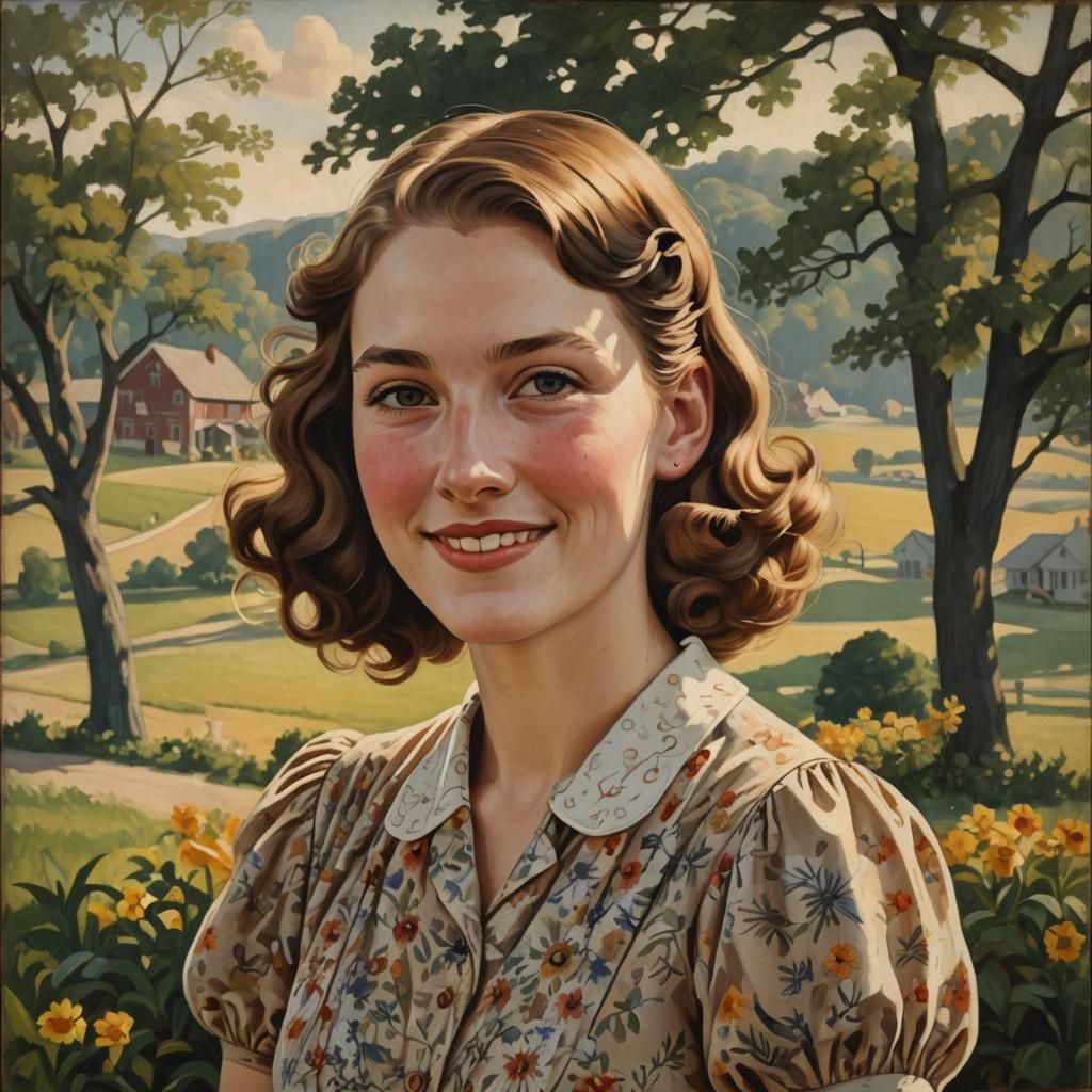 American Regionalism Portrait of a Young Woman