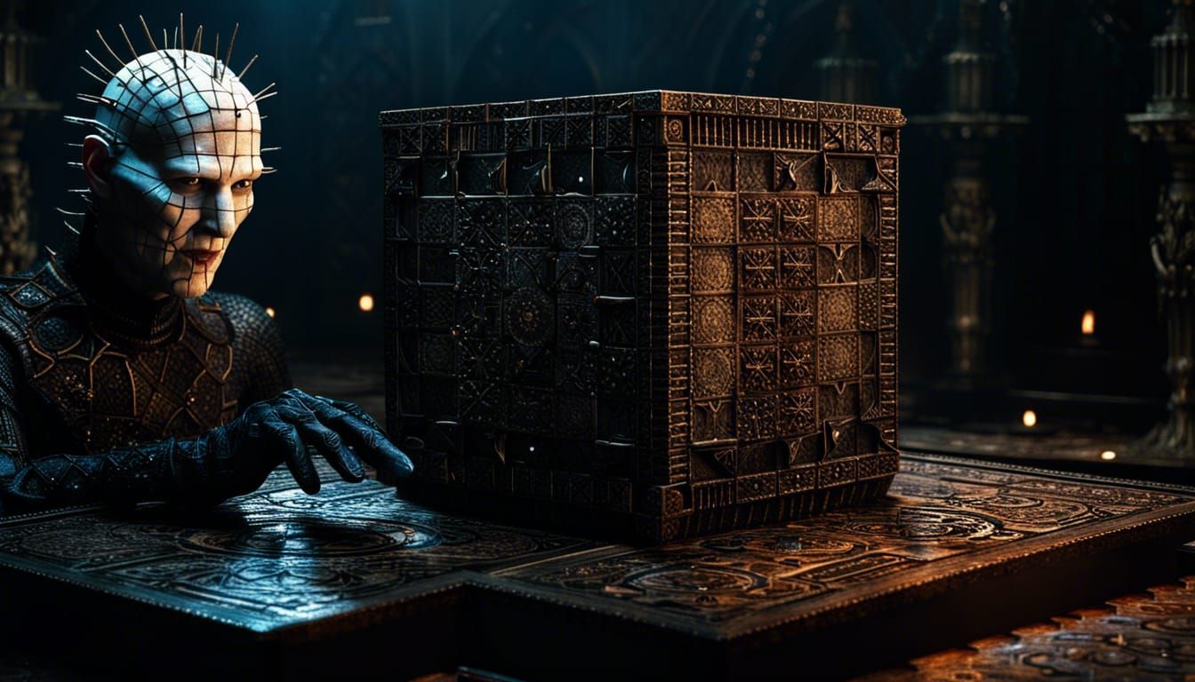 Pinhead with Hellraiser Puzzle Box in Detailed 4K