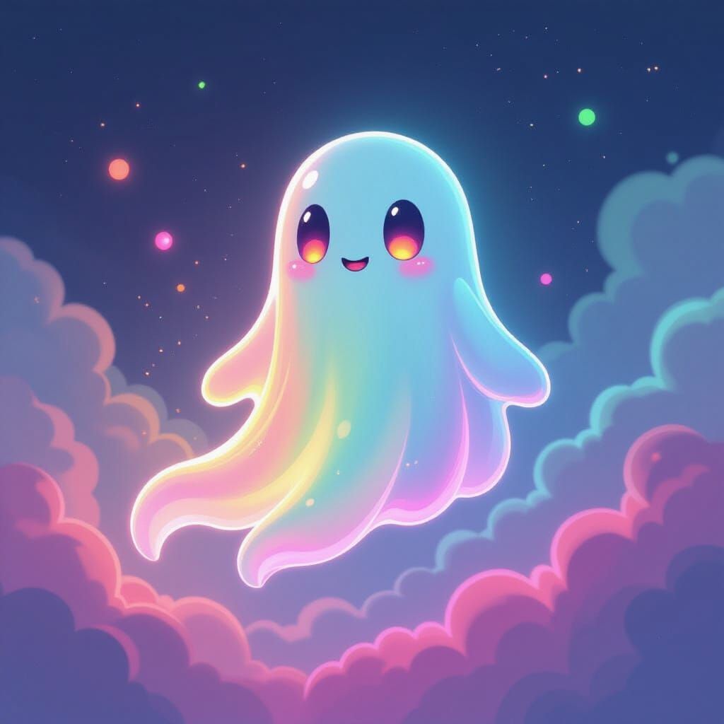 Rainbow Ghost in Ethereal Mist, Digital Art