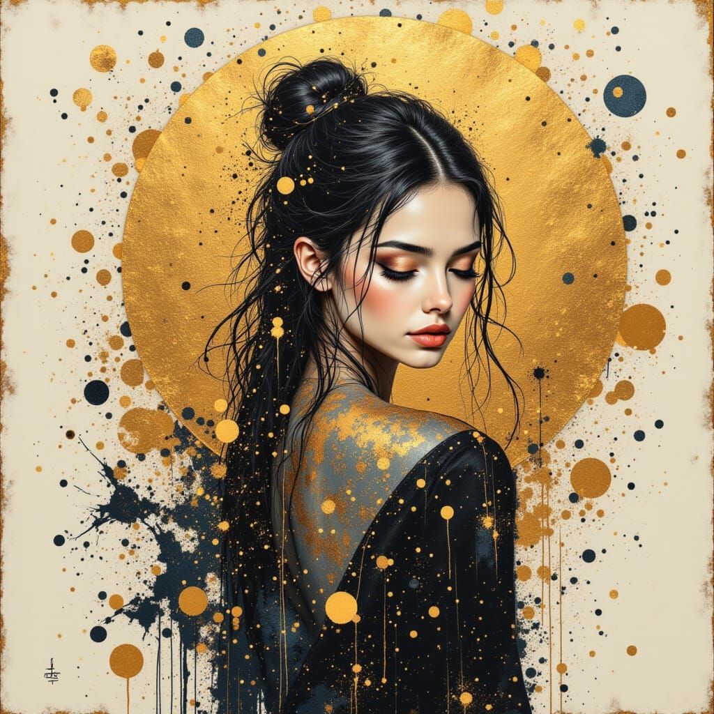 Majestic Portrait with Ancient Gold Accents