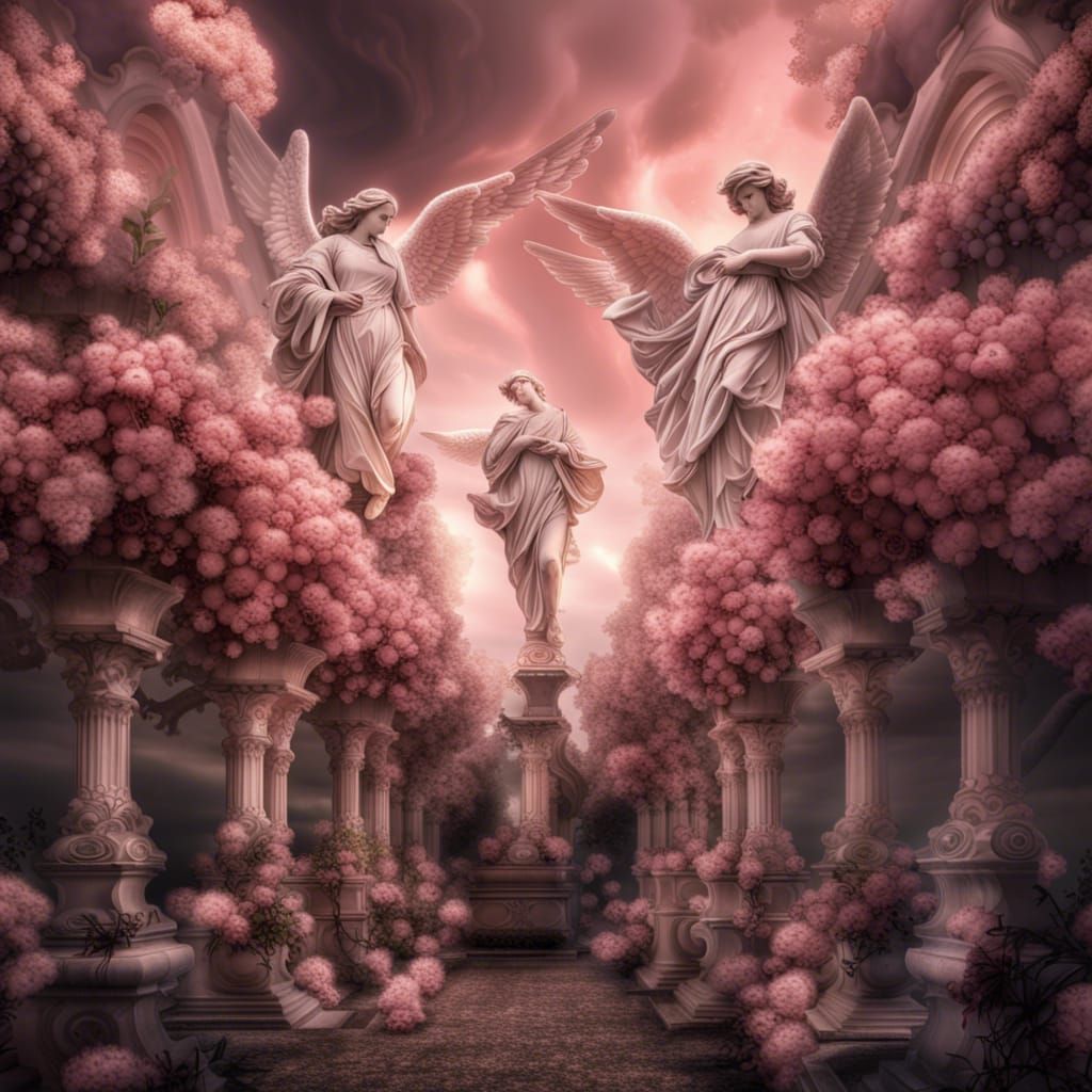 Rose-Tinted World: Angels Descend in Hyperrealistic Detail